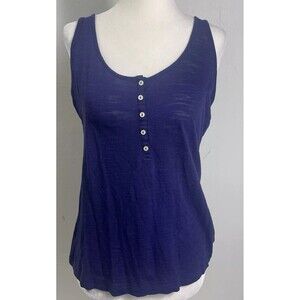 Vtg Banana Republic Y2K Henley Tank Top Small Blue Modal Cotton 1990s Bella Swan